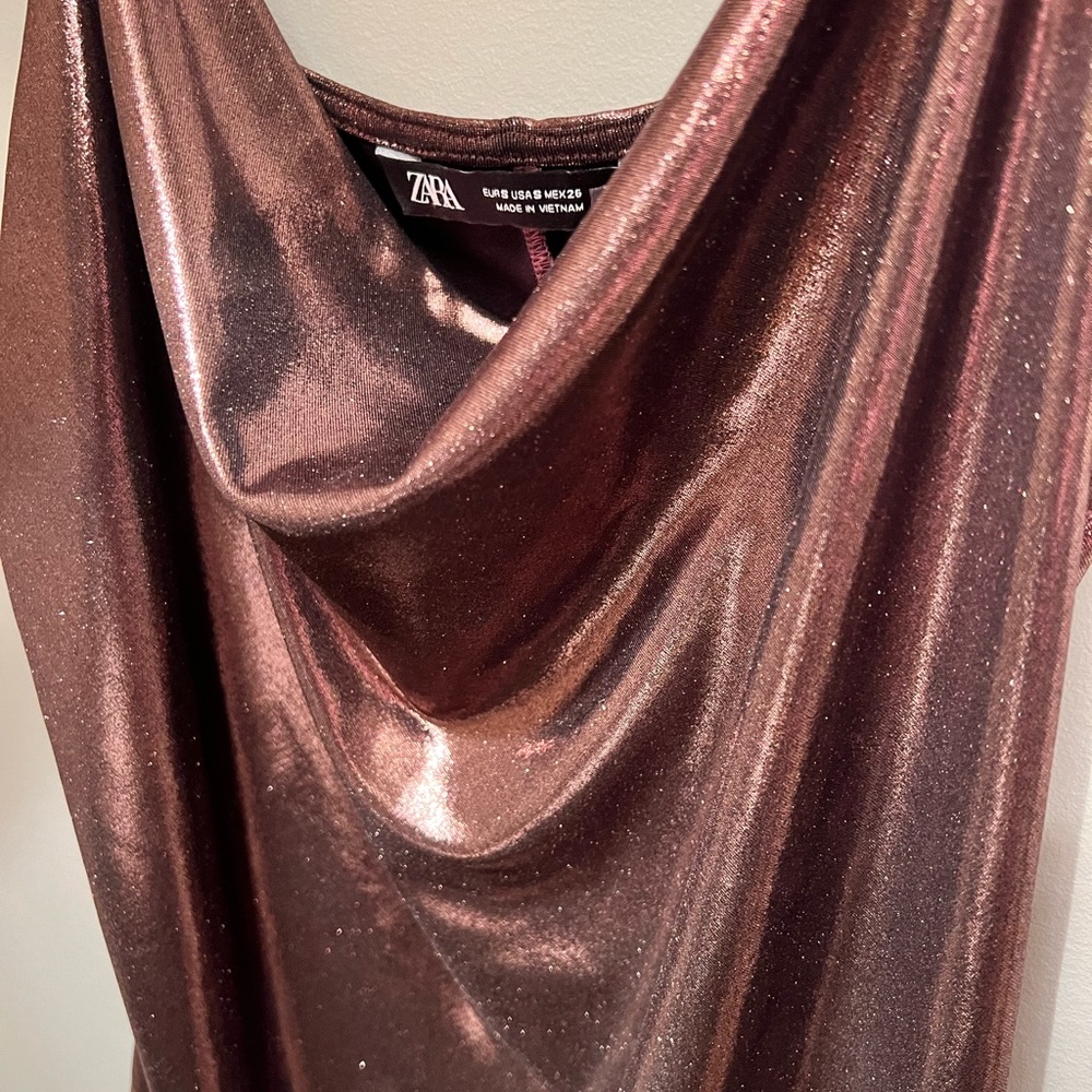 Zara purple metallic scoop neck tank